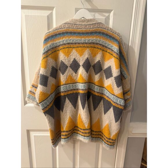 Three Bird Nest Open Front Blanket Tribal Style Fuzzy Cardigan O/S EUC - Picture 5 of 7